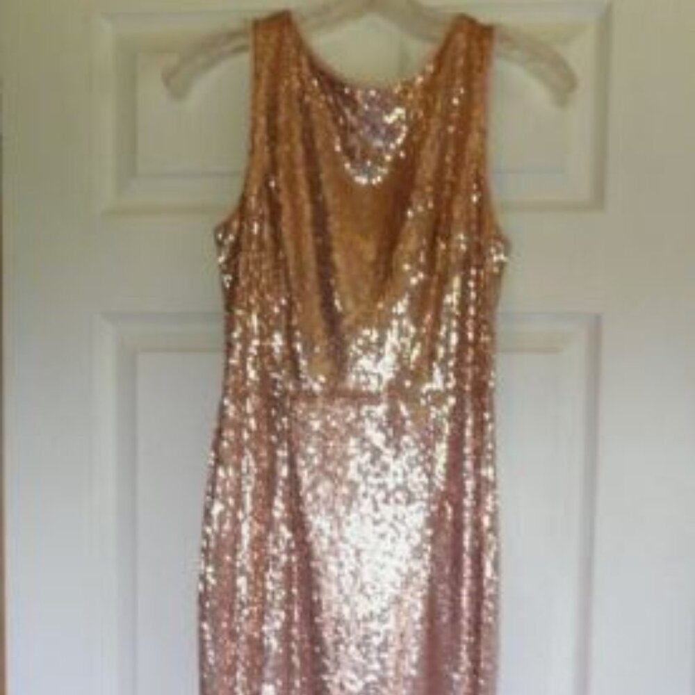Rose Gold Sequin Maxi Dress/ Gown/  Prom/ New Years / Evening / party